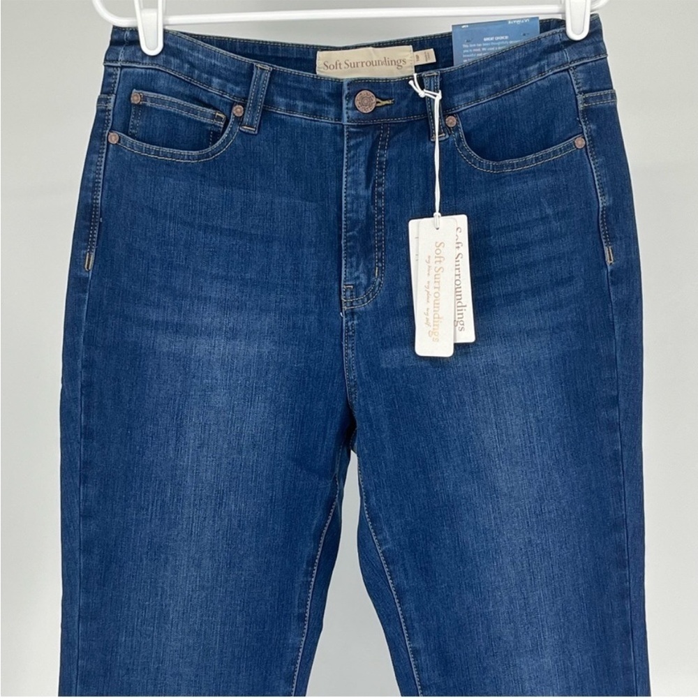 SOFT SURROUNDINGS NWT THE ULTIMATE CROPPED BOOTCUT JEANS RIPPLE BLUE WASH PETITE - Picture 10 of 16
